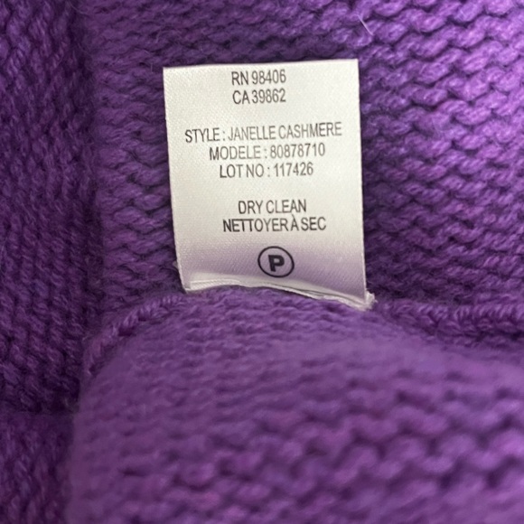 Club Monaco Janelle 100% Cashmere Purple Wrap Sweater Crop S/P - Picture 8 of 8
